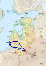 Karte von Europa mit Litauen im Zentrum. Blau markiert ist eine Rundstrecke zwischen den rot markierten Städten Klaipeda und Vilnius.