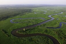 Naturlandschaften in Europa – Flusstalauen und Feuchtwiesen in Mittelestland.