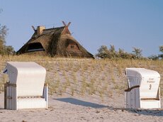 Strandkörbe, eine künstliche aufgespülte und bepflanzte Düne – der Natur ist an der südlichen Ostsee leider schwer mitgespielt worden.